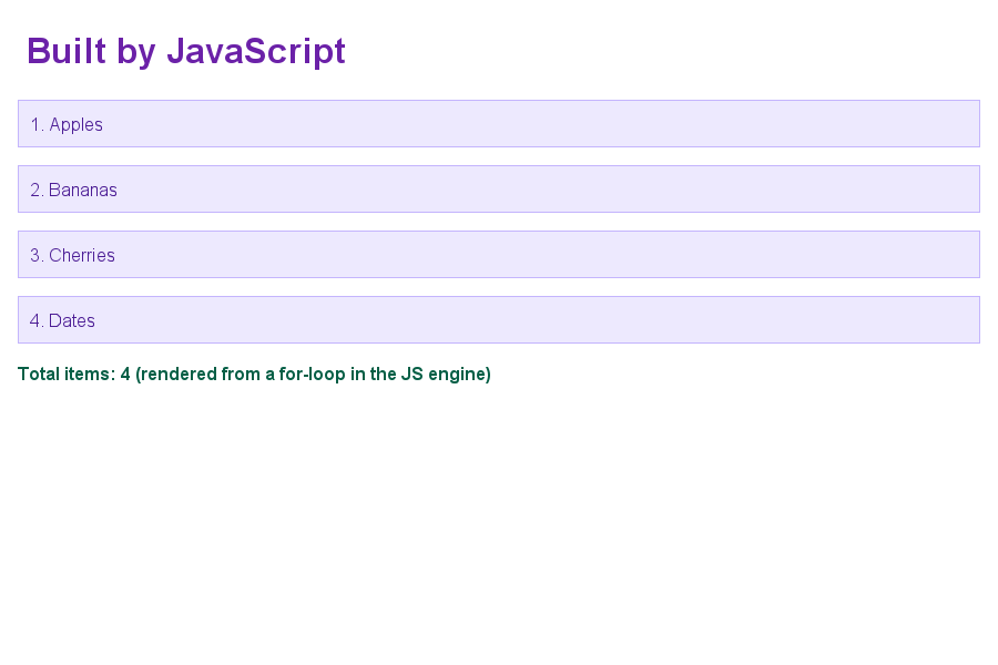 A page whose content is built entirely by JavaScript
